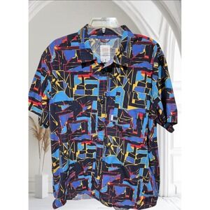 Topo Designs Shirt XL Men Button Up Short Sleeve Organic Cotton Colorblock